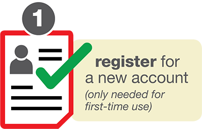 Register for a new account.  Only needed for first-time users
